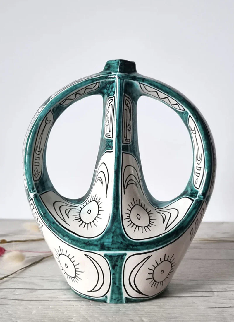 1950s Igor Studio, Santo Stefano Di Camastra, Twin Handle Sculpture Vase