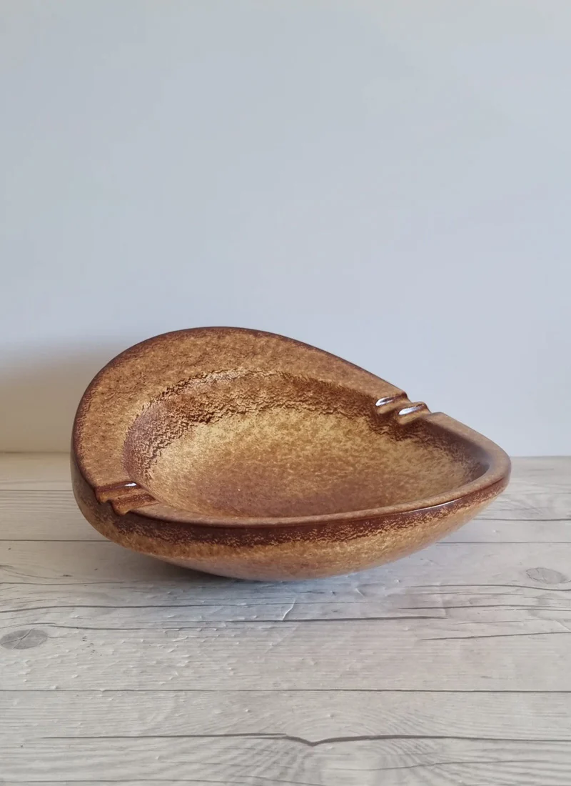 Bertoncello Ceramiche Screziato Tabacco Glaze Sculptured Soft Twist Dish, 1960s-80s - Image 2