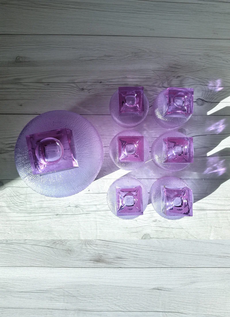 Kristal Melting Ice Series, Neodymium Alexandrite Jorum and 6 Tumbler Dish Set, 1960s-70s, Italy - Image 5