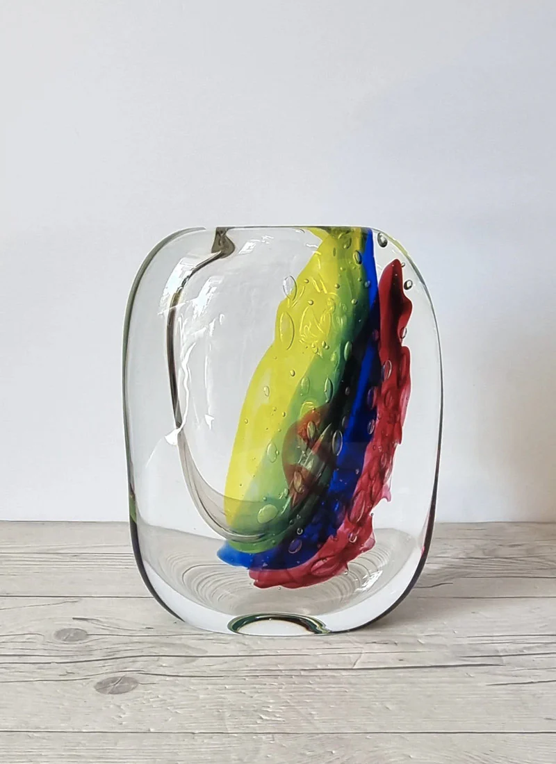 Luigi Onesto for Onesto Oball Postmodern Palette Abstract Sommerso Vase, 1980s