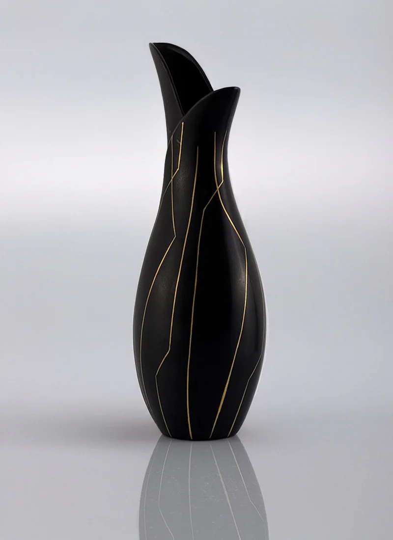 Lillemor Mannerheim for Gefle Keramik, Dixie, Mangania Series Sculptural Flask Vase, 1957 - Image 3