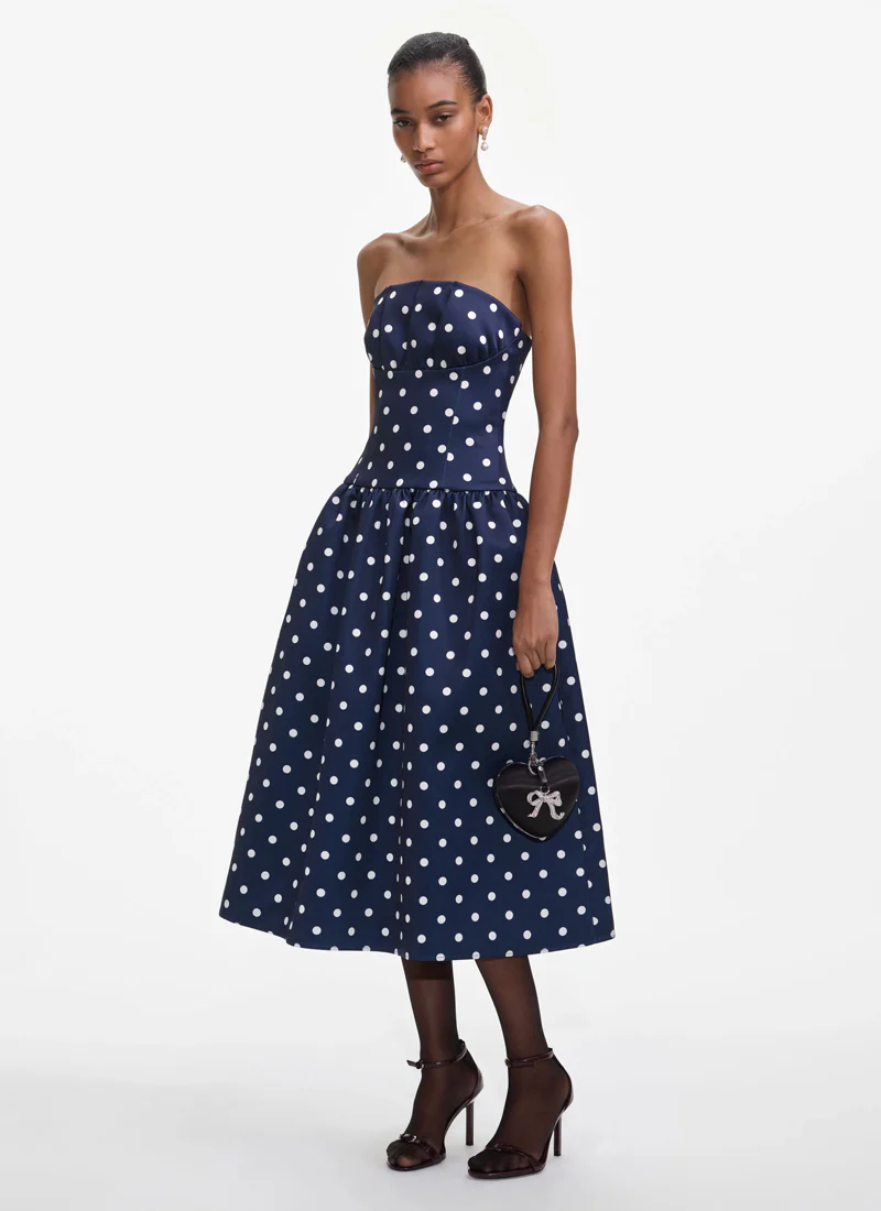 Polka Dot Satin Midi Dress - Image 3