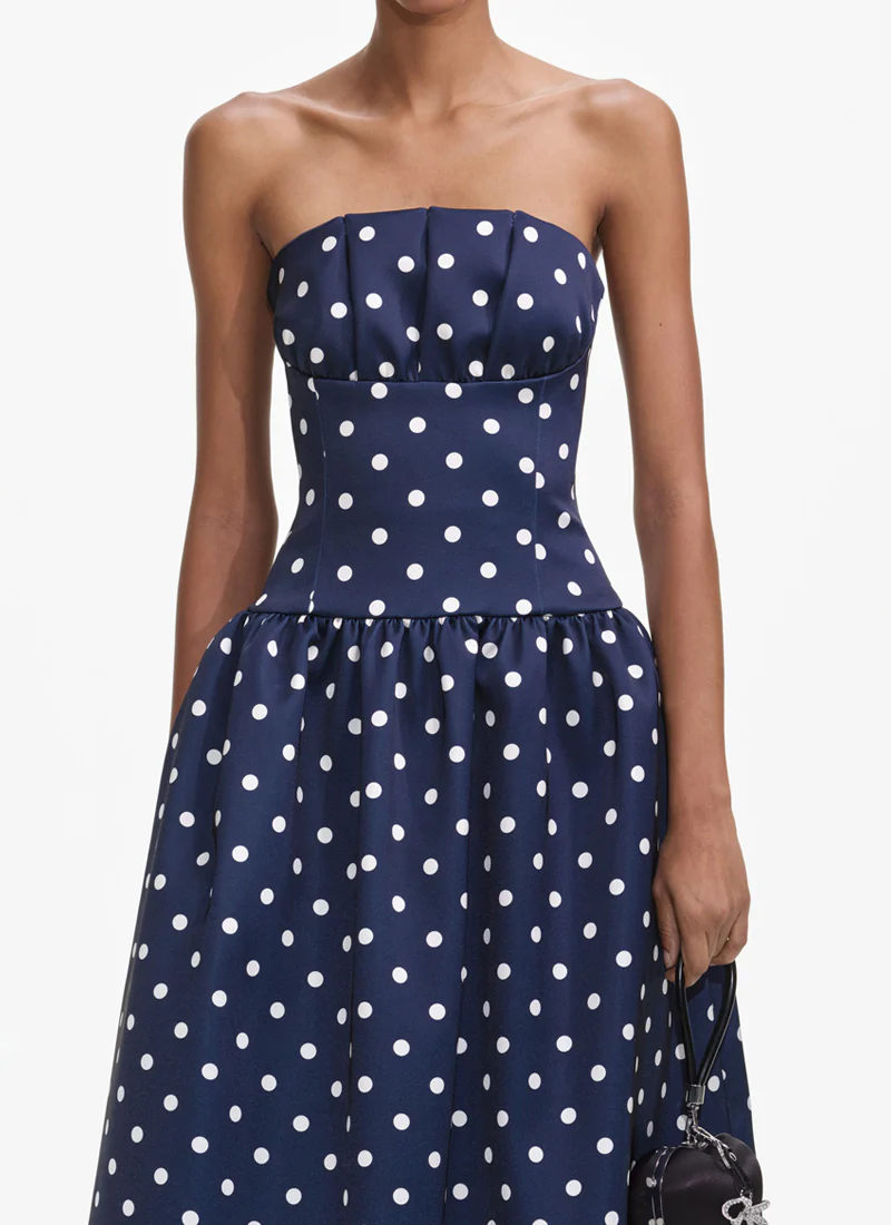 Polka Dot Satin Midi Dress - Image 4