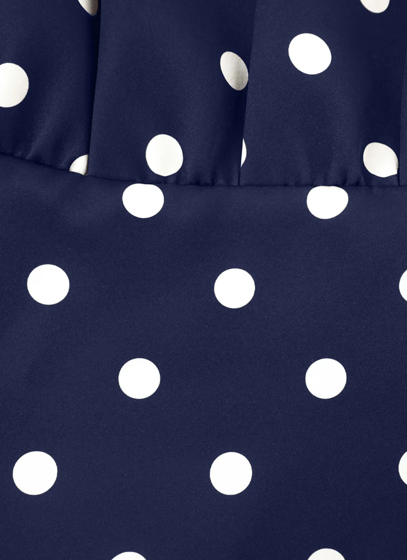 Polka Dot Satin Midi Dress - Image 9