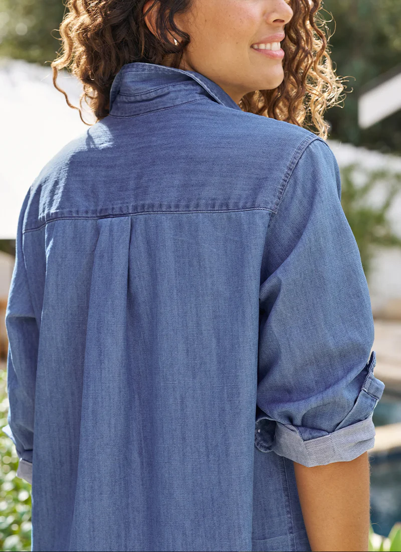 Rory Vintage Stonewashed Denim Maxi Shirtdress - Image 3