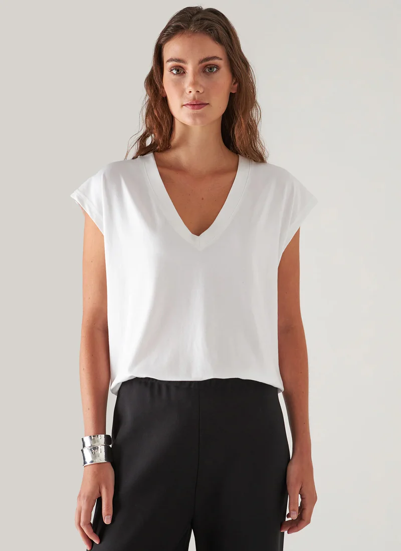 Pima Cotton Stretch Dolman V-Neck T-Shirt