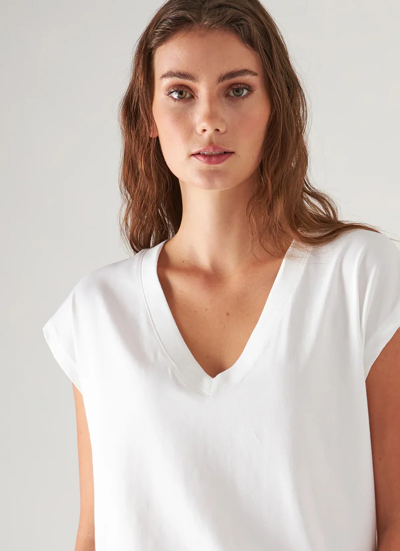 Pima Cotton Stretch Dolman V-Neck T-Shirt - Image 4