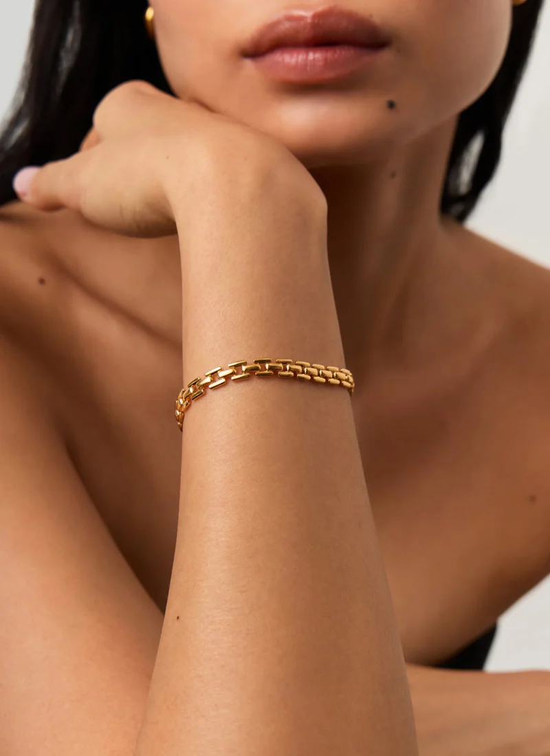 Timepiece Link Chain Bracelet Gold