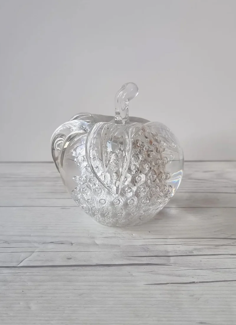 Fare Marcolin for FM Konstglas, Pure Silver Bullicante Art Crystal Apple, Sweden, 1960s