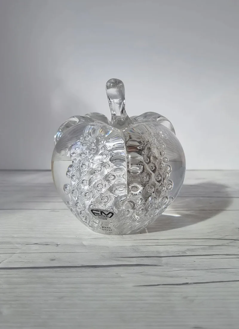 Fare Marcolin for FM Konstglas, Pure Silver Bullicante Art Crystal Apple, Sweden, 1960s - Image 3