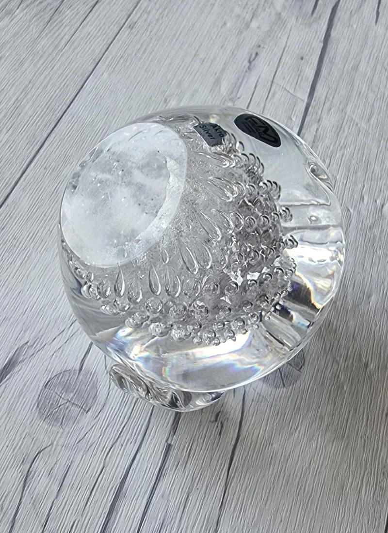 Fare Marcolin for FM Konstglas, Pure Silver Bullicante Art Crystal Apple, Sweden, 1960s - Image 4