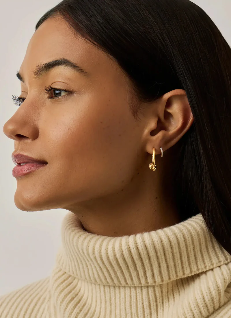 Lucy Williams Pave Knot Small Hoop Earrings