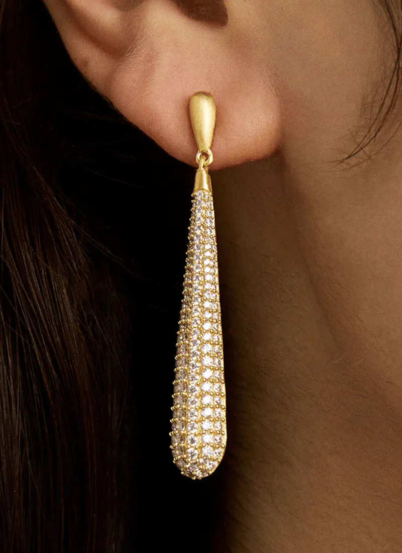 Margaux Pave Long Drop Earrings