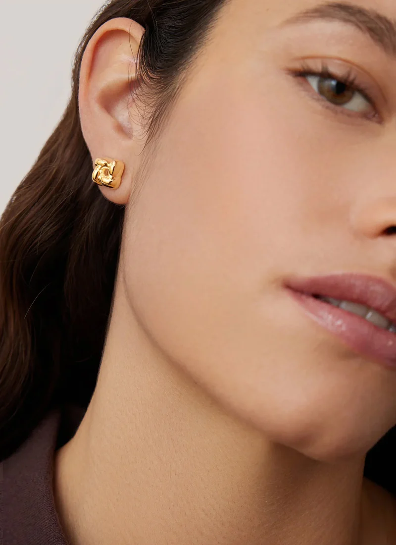 Mini Woven Square Earrings - Image 3