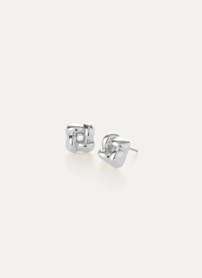 Mini Woven Square Earrings - Image 2