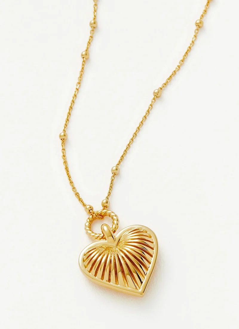 Ridge Heart Charm Pendant Necklace - Image 2