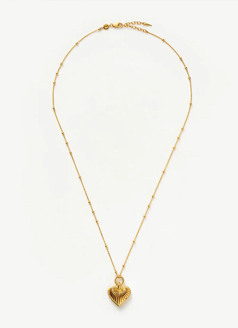 Ridge Heart Charm Pendant Necklace - Image 3