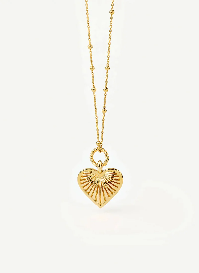 Ridge Heart Charm Pendant Necklace - Image 5
