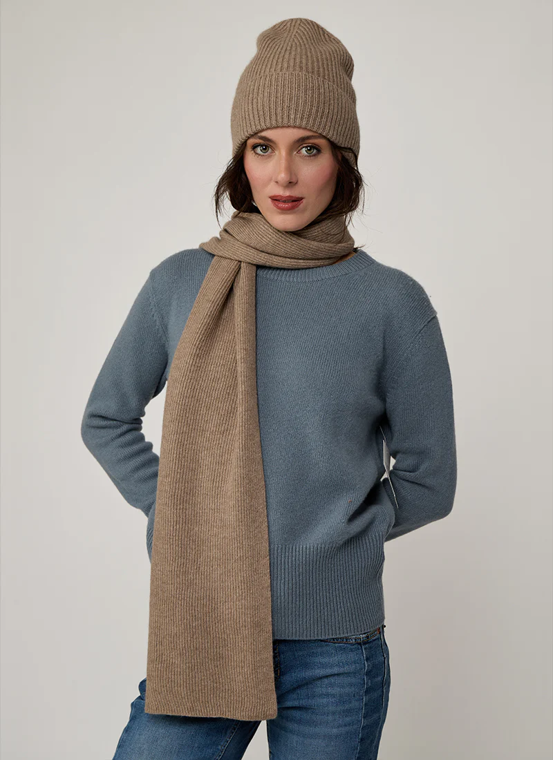 Cashmere Rib Knitted Scarf
