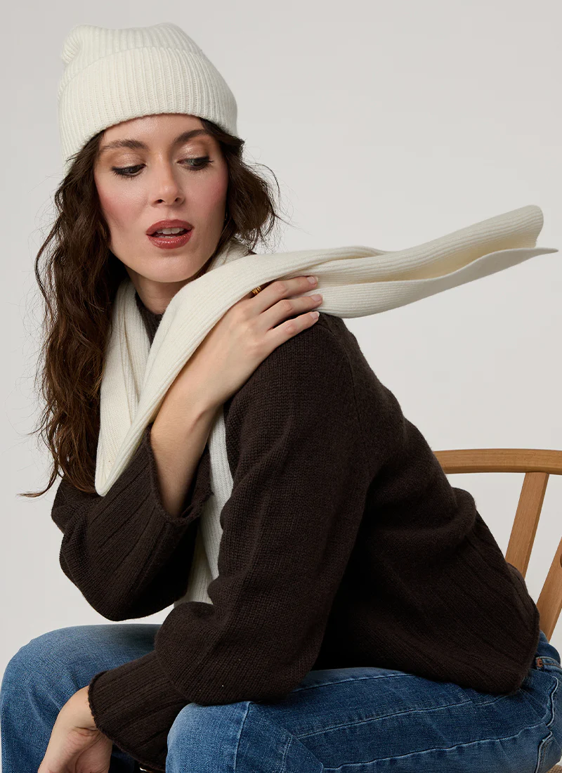 Cashmere Rib Knitted Scarf
