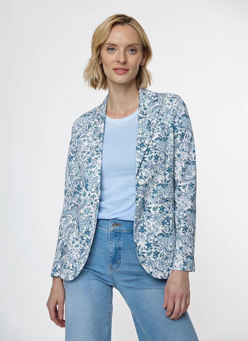 Fancy Flowers Long 1 Button Blazer