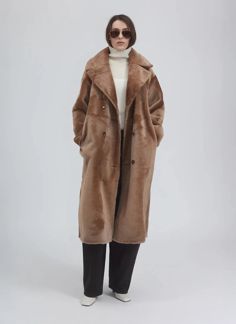 Merino Double Breasted Reversible Long Shearling