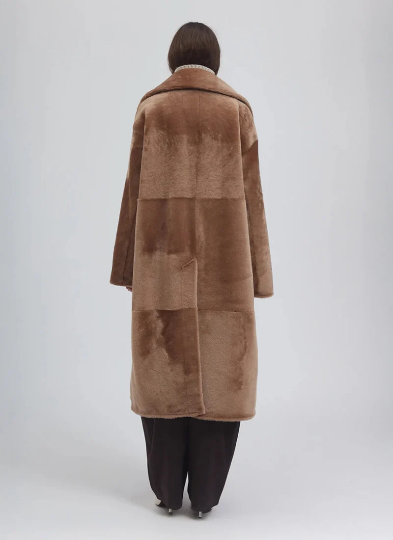 Merino Double Breasted Reversible Long Shearling - Image 2