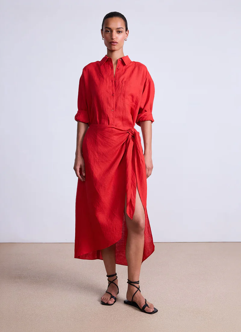 Alessandra Linen Sarong Shirt Dress
