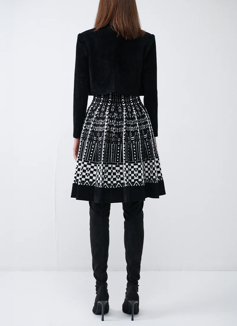 Checkered Jacquard Sleeveless Mini Dress - Image 4