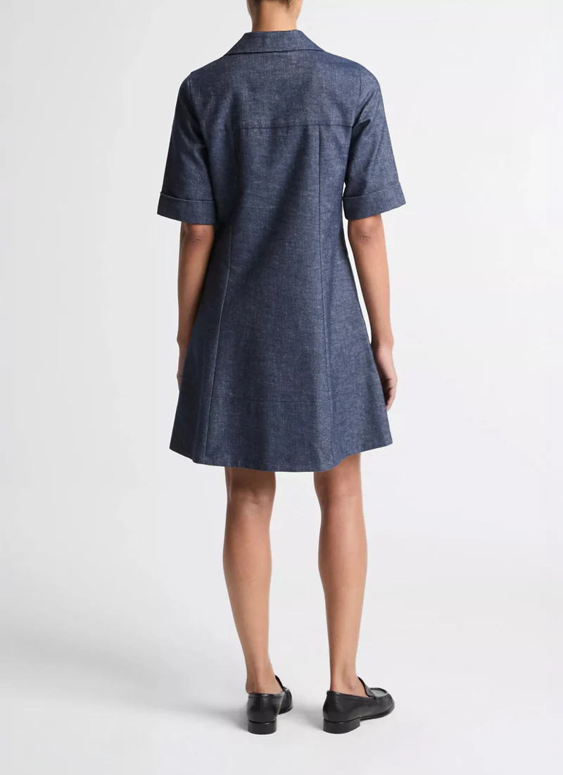 Cotton-Linen Chambray A-Line Dress - Image 2