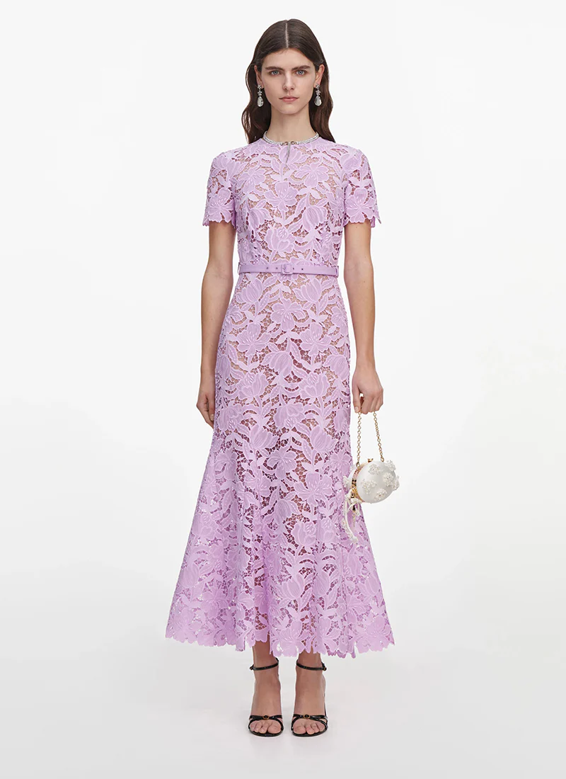Lilac Lace Midi Dress