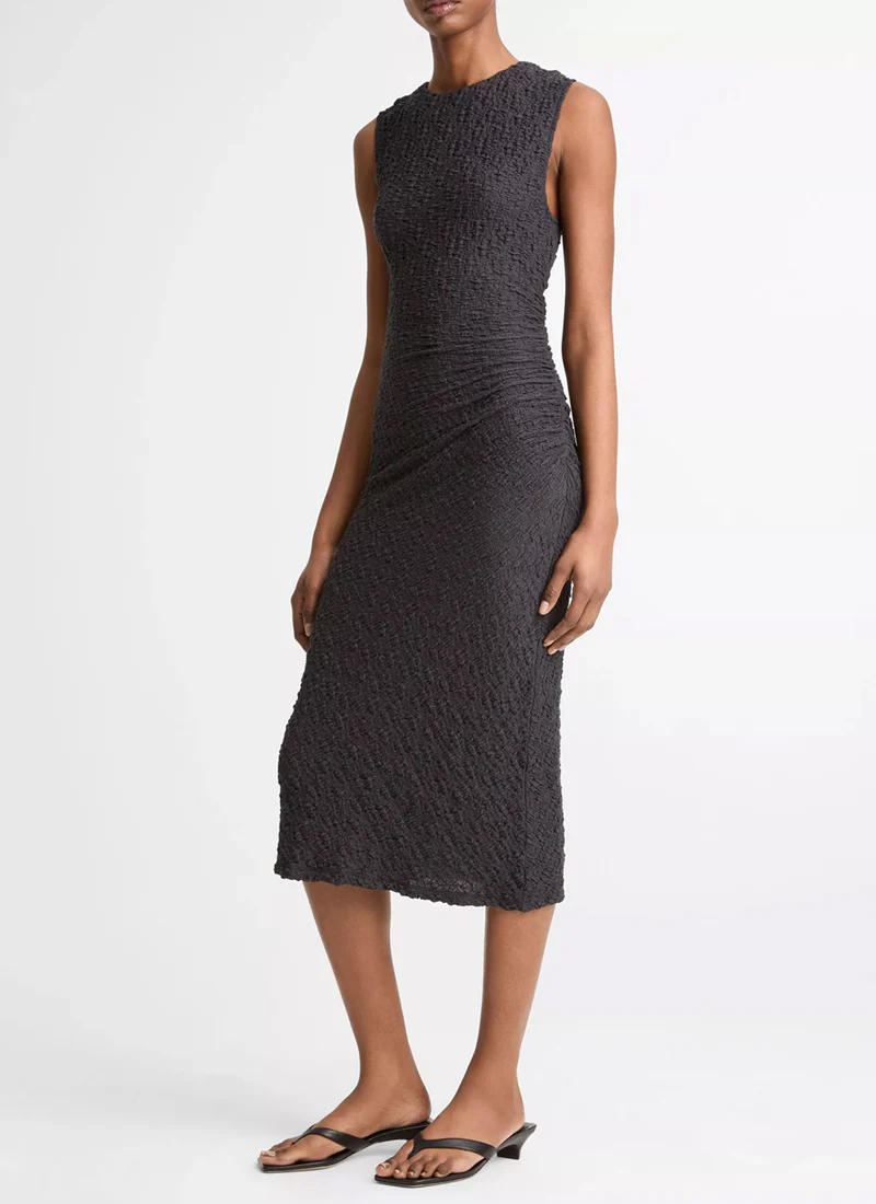 Smocked Side Drape Dress - Image 4