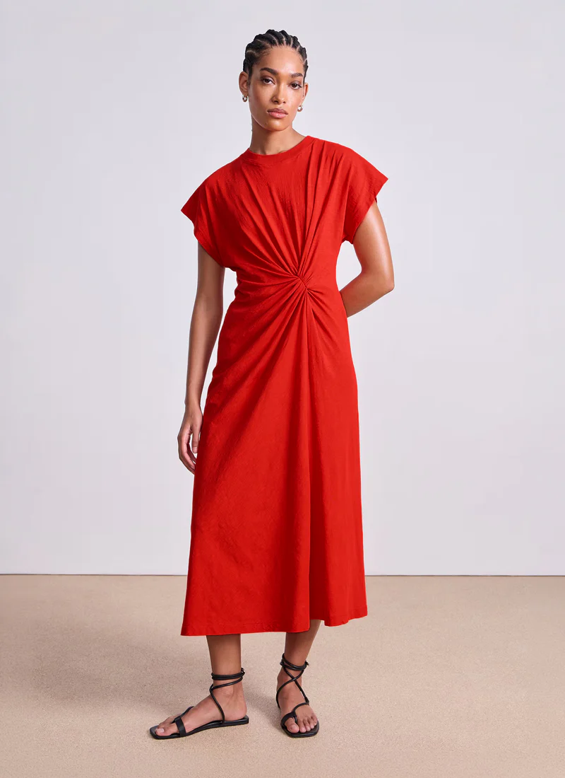 Volta Twist Cotton Midi Dress