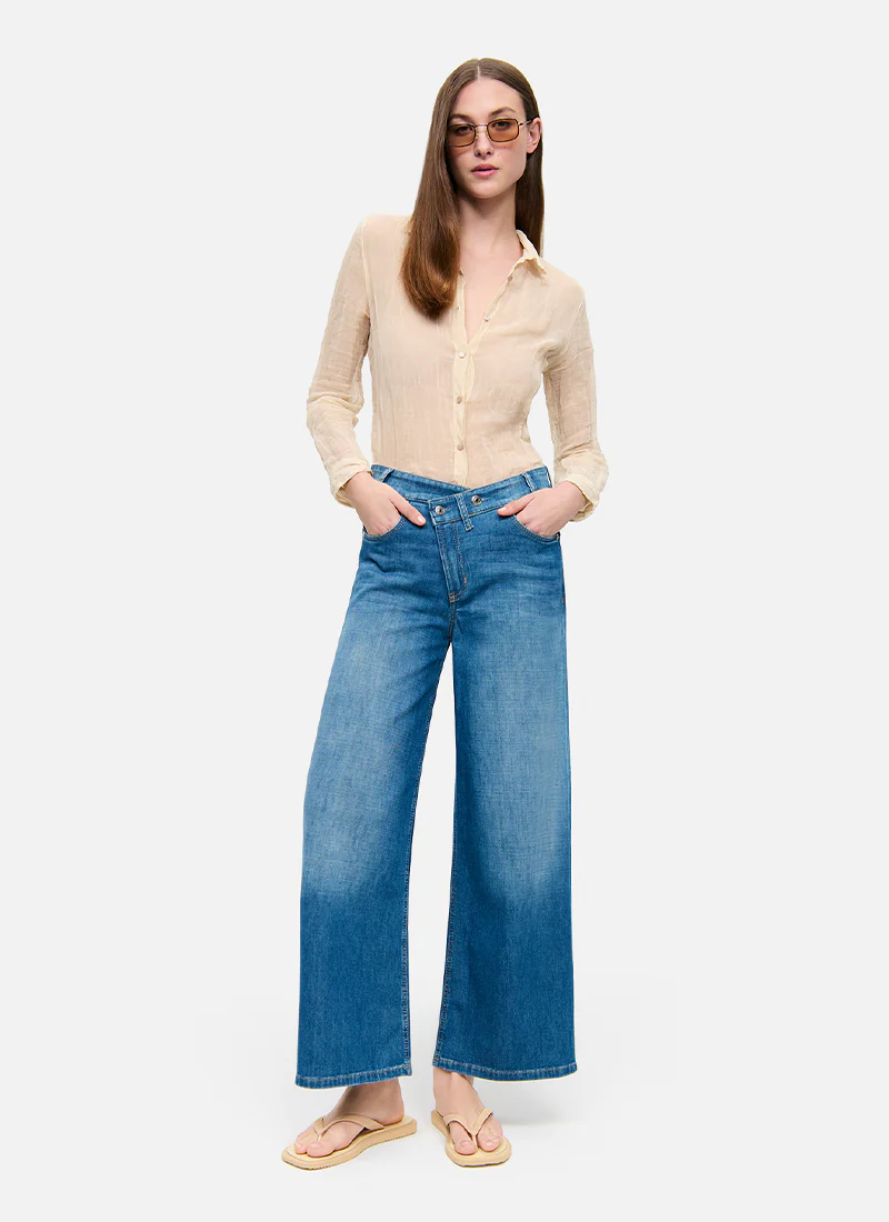 Baggy Asymmetrical Wide Leg Jeans - Image 2