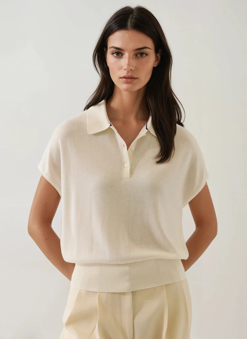 Lyocell Cashmere Blend Short Sleeve Polo