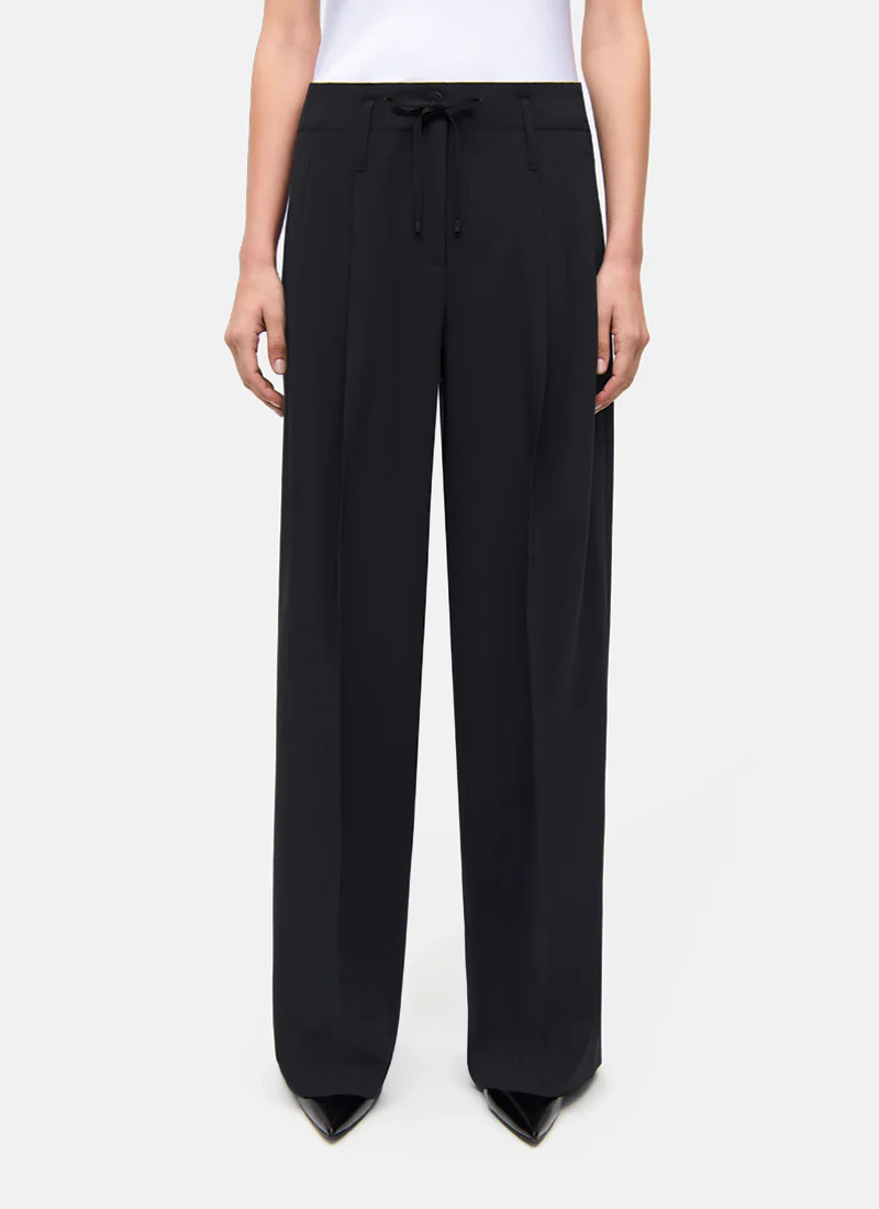 Addison Wide Leg Drawstring Pleat Trouser