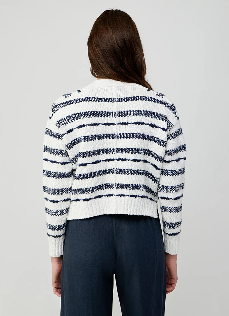 Broken Stripe Crop V Neck Cardigan - Image 2