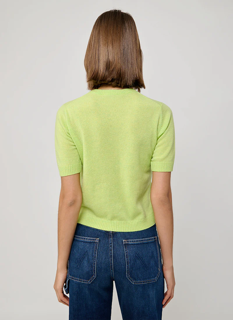 Crop Cashmere Short Sleeve Crew Top - Image 2
