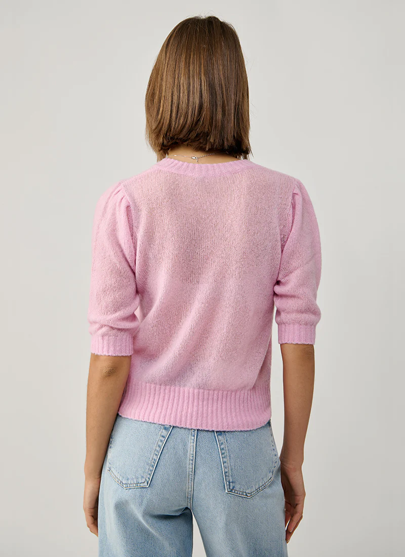 Short Sleeve Pointelle Sweater - Image 3