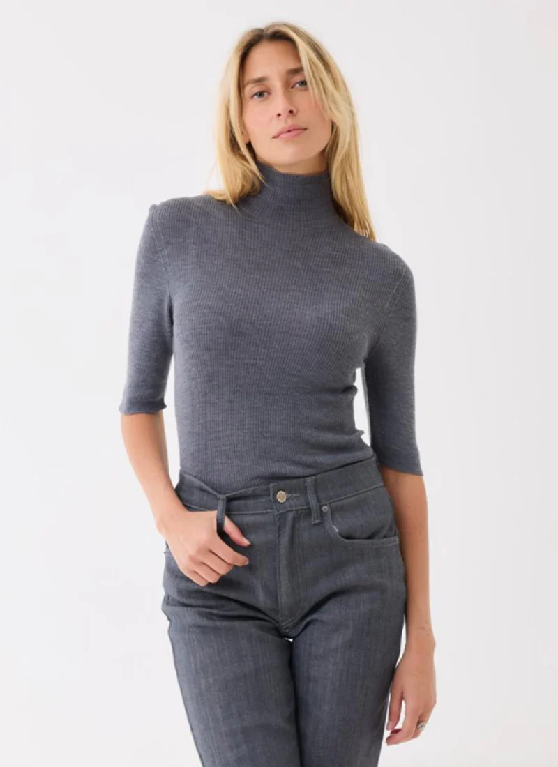 Merino Extra Fine Rib Knit Turtleneck Sweater