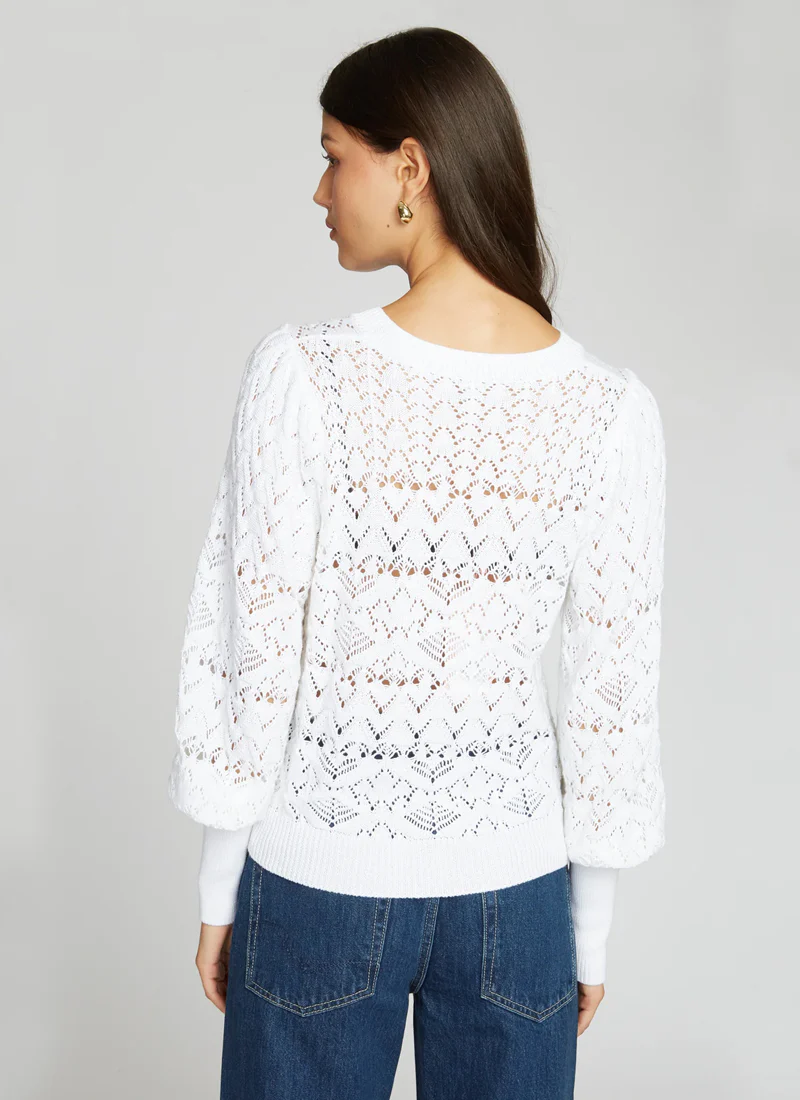Pointelle Juliette Sleeve Crew Neck Pullover - Image 2