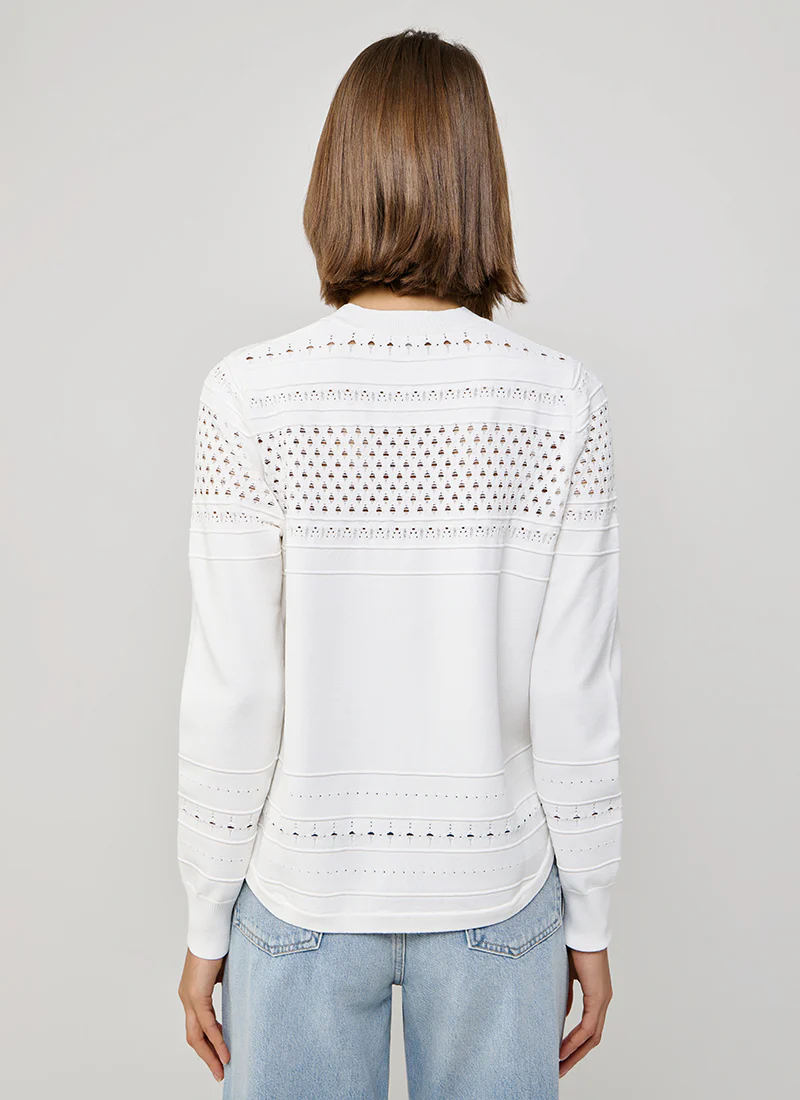 Pointelle Stitch Crew Long Sleeve Sweater - Image 2