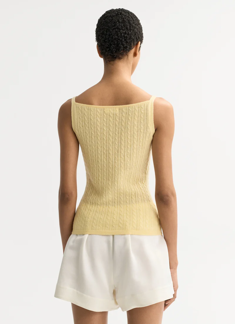 Cable Knit Cashmere Singlet Tank Top - Image 2