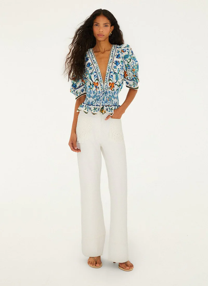 Flora Tile Off-White Blouse - Image 6