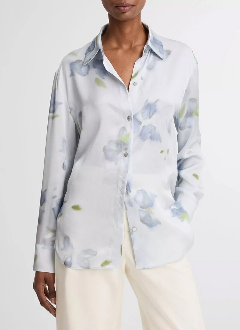 Petal Blur Silk Relaxed Shirt