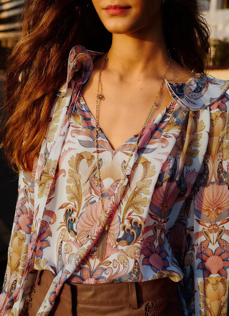 Sea Garden Off-White Long Sleeve Blouse - Image 2
