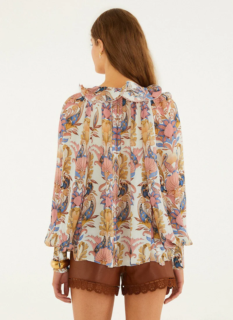 Sea Garden Off-White Long Sleeve Blouse - Image 4