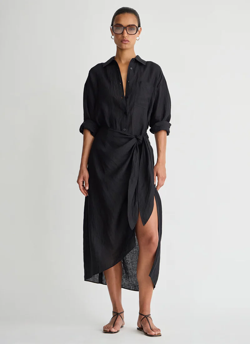 Alessandra Linen Sarong Shirt Dress