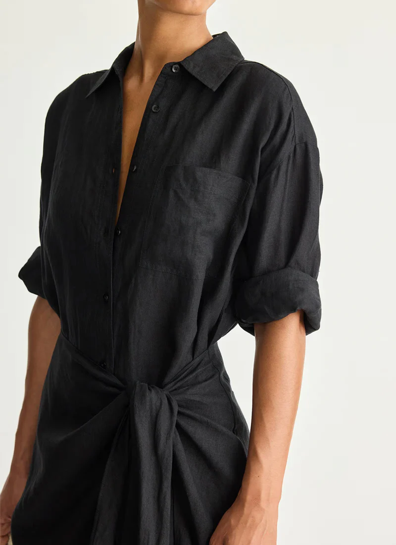 Alessandra Linen Sarong Shirt Dress - Image 2