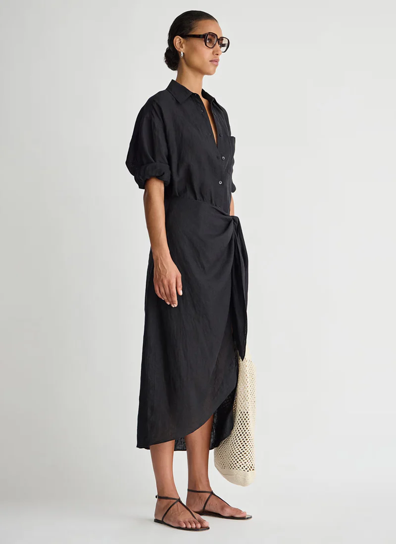 Alessandra Linen Sarong Shirt Dress - Image 3